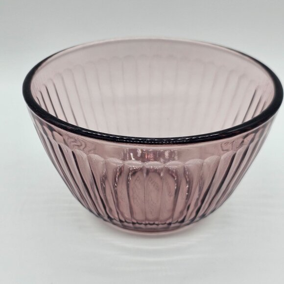 Pyrex Other - Pyrex Sculptured Cranberry Serving Bowl 6" ribbed patterned glass translucent